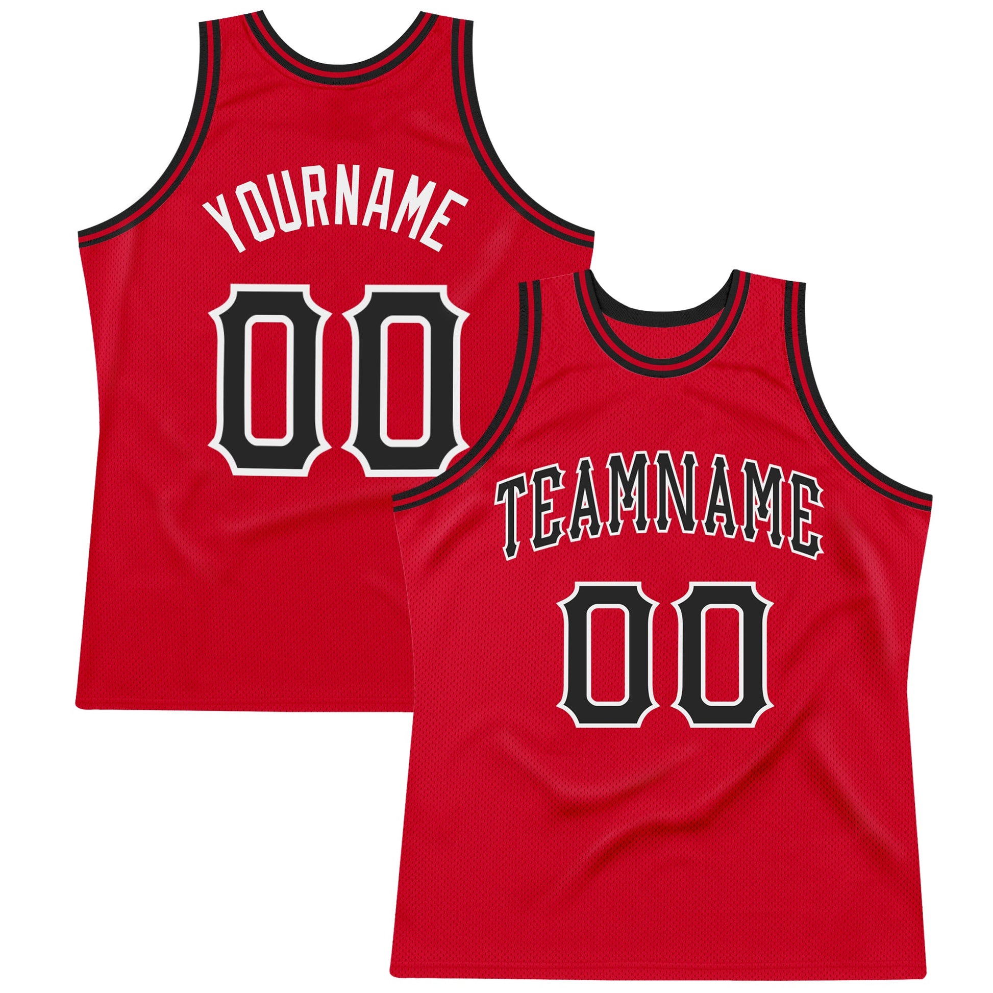 Custom Red Black-White Authentic Throwback Basketball Jersey - Sky-Custom