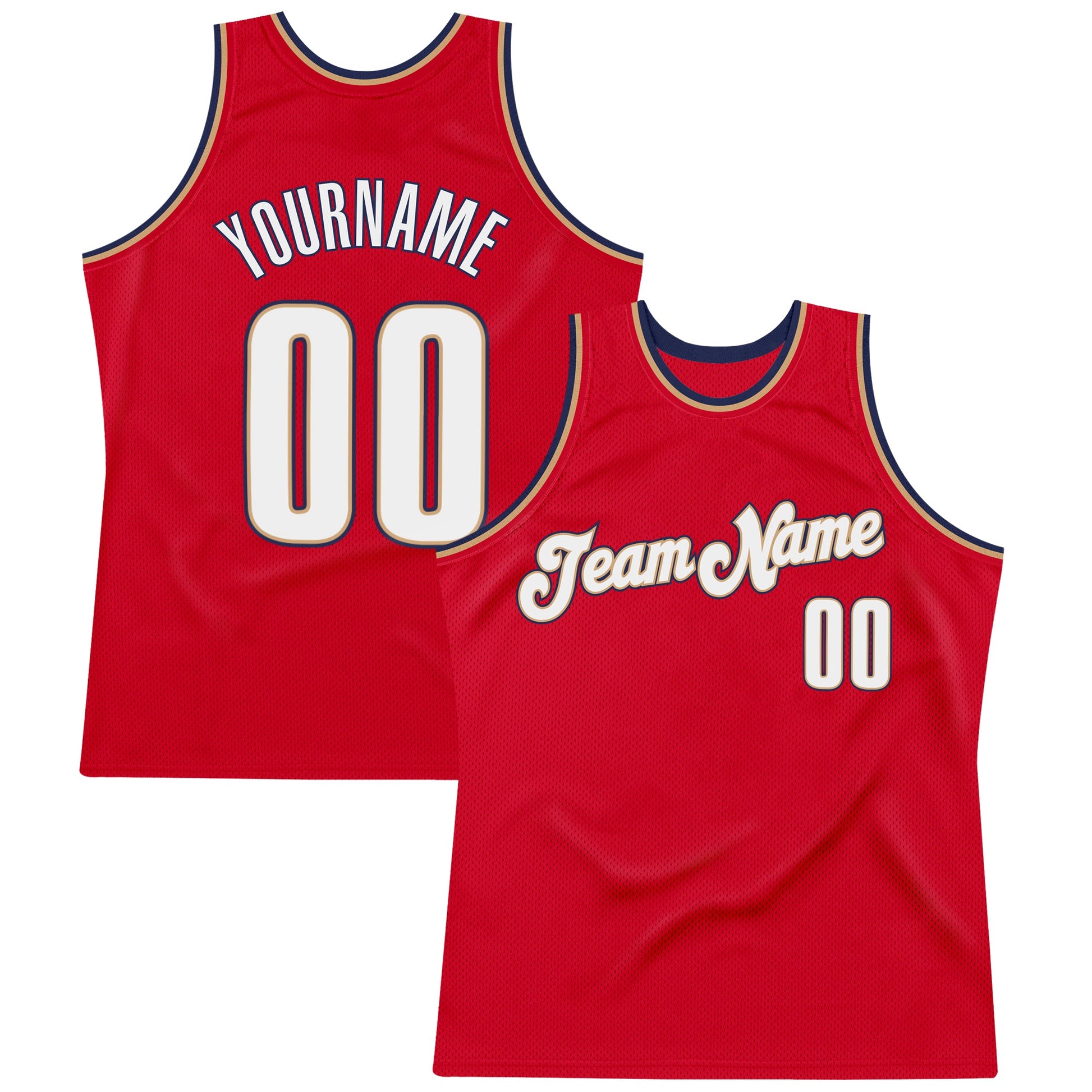 Custom Red White-Navy Authentic Throwback Basketball Jersey - Sky-Custom