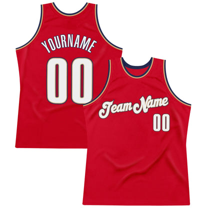 Custom Red White-Navy Authentic Throwback Basketball Jersey - Sky-Custom