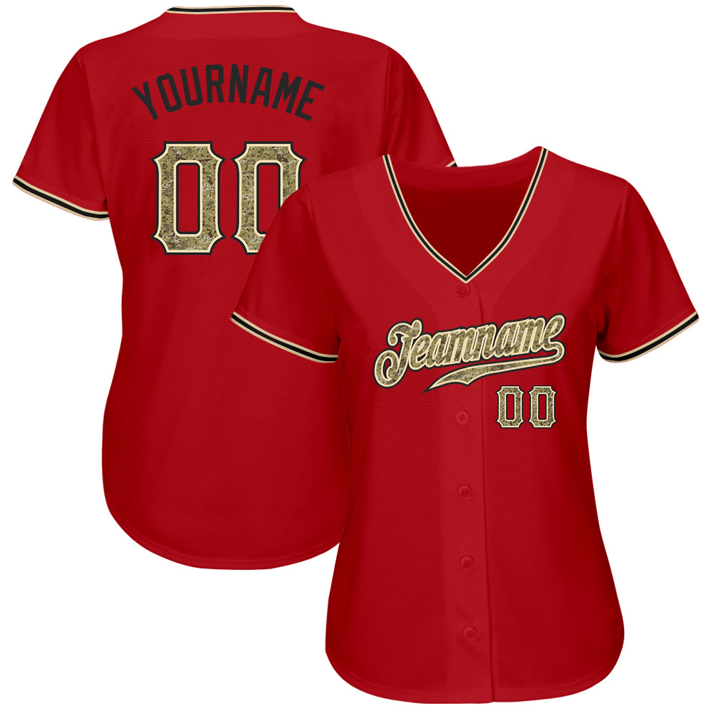 Custom Red Camo-Black Authentic Baseball Jersey - Sky-Custom