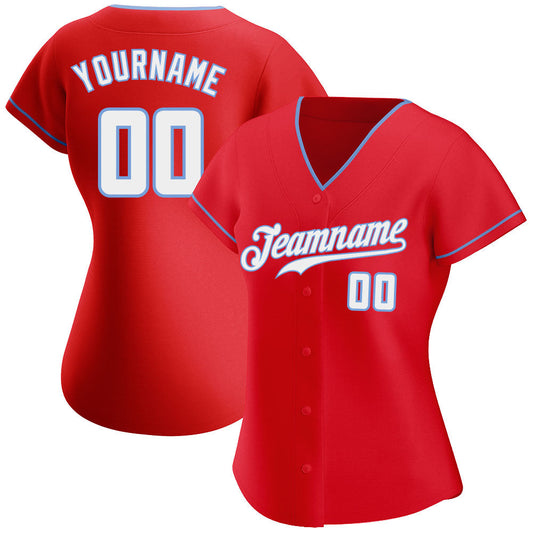 Custom Red White-Light Blue Authentic Baseball Jersey - Sky-Custom