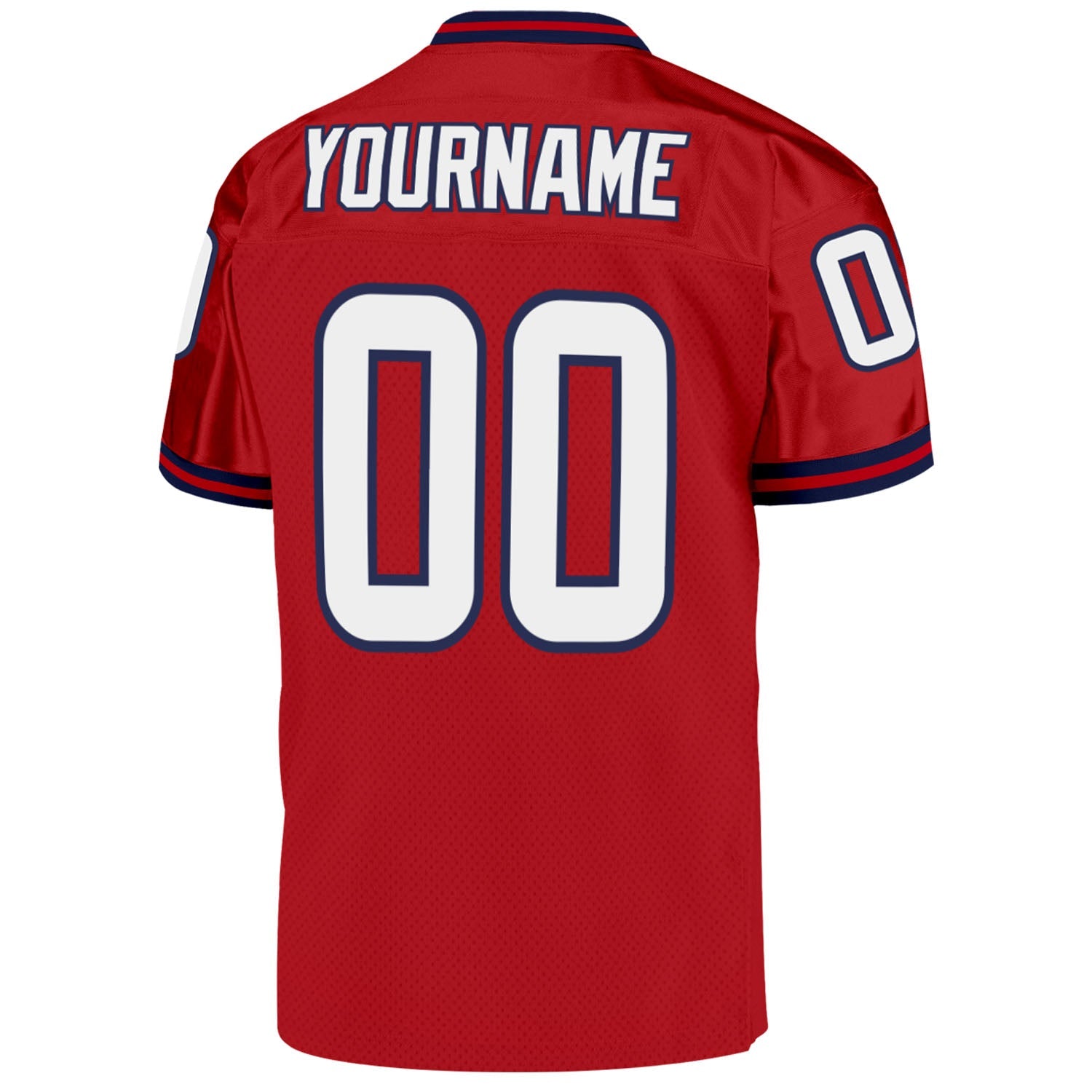 Custom Red White-Navy Mesh Authentic Throwback Football Jersey - Sky-Custom