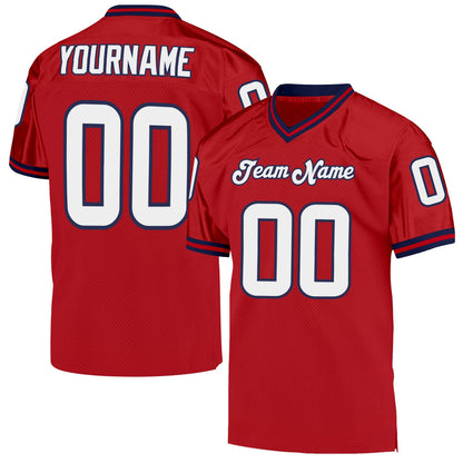 Custom Red White-Navy Mesh Authentic Throwback Football Jersey - Sky-Custom