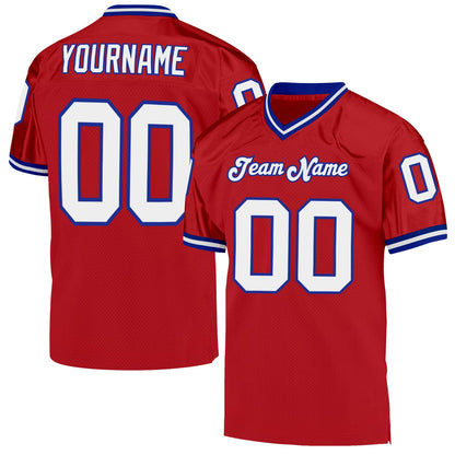 Custom Red White-Royal Mesh Authentic Throwback Football Jersey - Sky-Custom