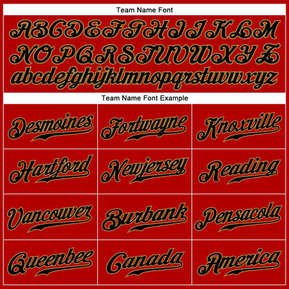 Custom Red Black Pinstripe Black-Old Gold Authentic Baseball Jersey - Sky-Custom