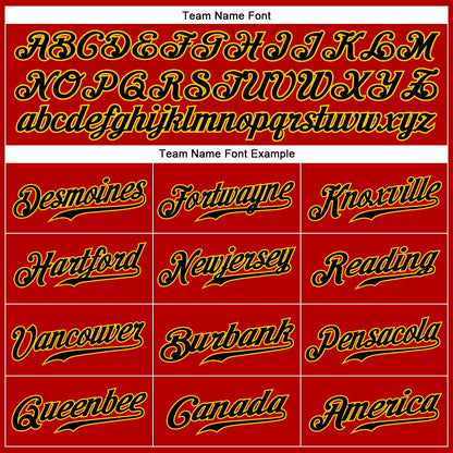 Custom Red Black Pinstripe Black-Gold Authentic Baseball Jersey - Sky-Custom