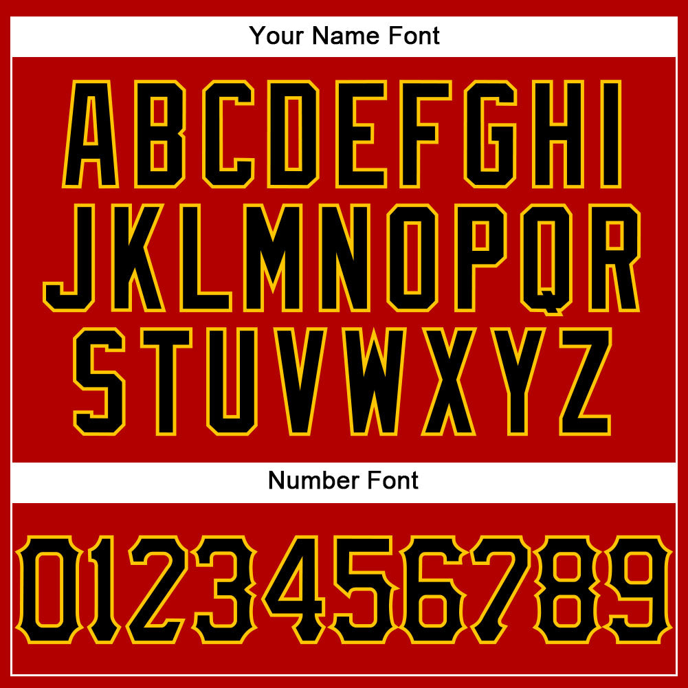 Custom Red Black Pinstripe Black-Gold Authentic Baseball Jersey - Sky-Custom