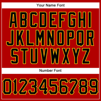 Custom Red Black Pinstripe Black-Gold Authentic Baseball Jersey - Sky-Custom