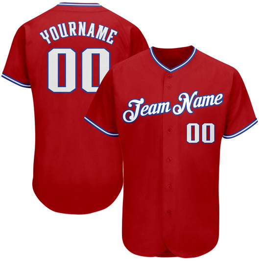 Custom Red White-Royal Authentic Baseball Jersey - Sky-Custom