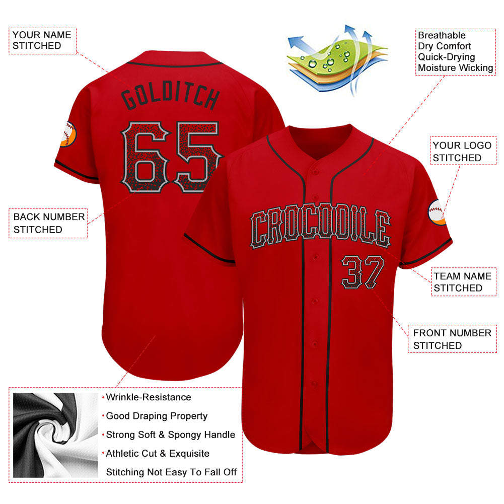 Custom Red Black-Gray Authentic Drift Fashion Baseball Jersey - Sky-Custom