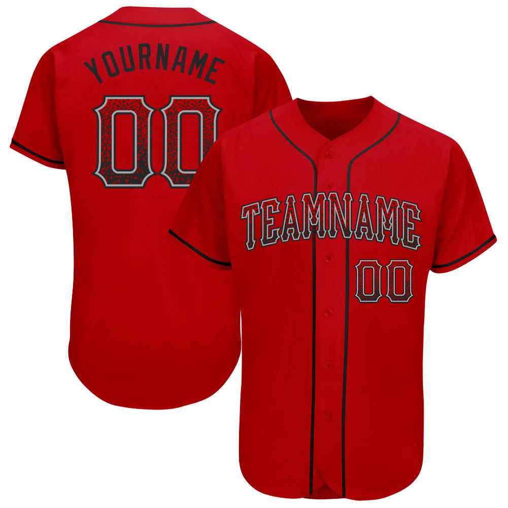 Custom Red Black-Gray Authentic Drift Fashion Baseball Jersey - Sky-Custom