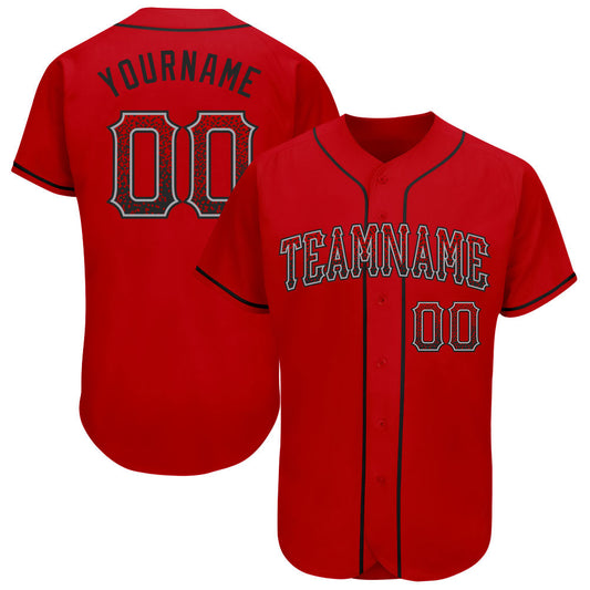 Custom Red Black-Gray Authentic Drift Fashion Baseball Jersey - Sky-Custom
