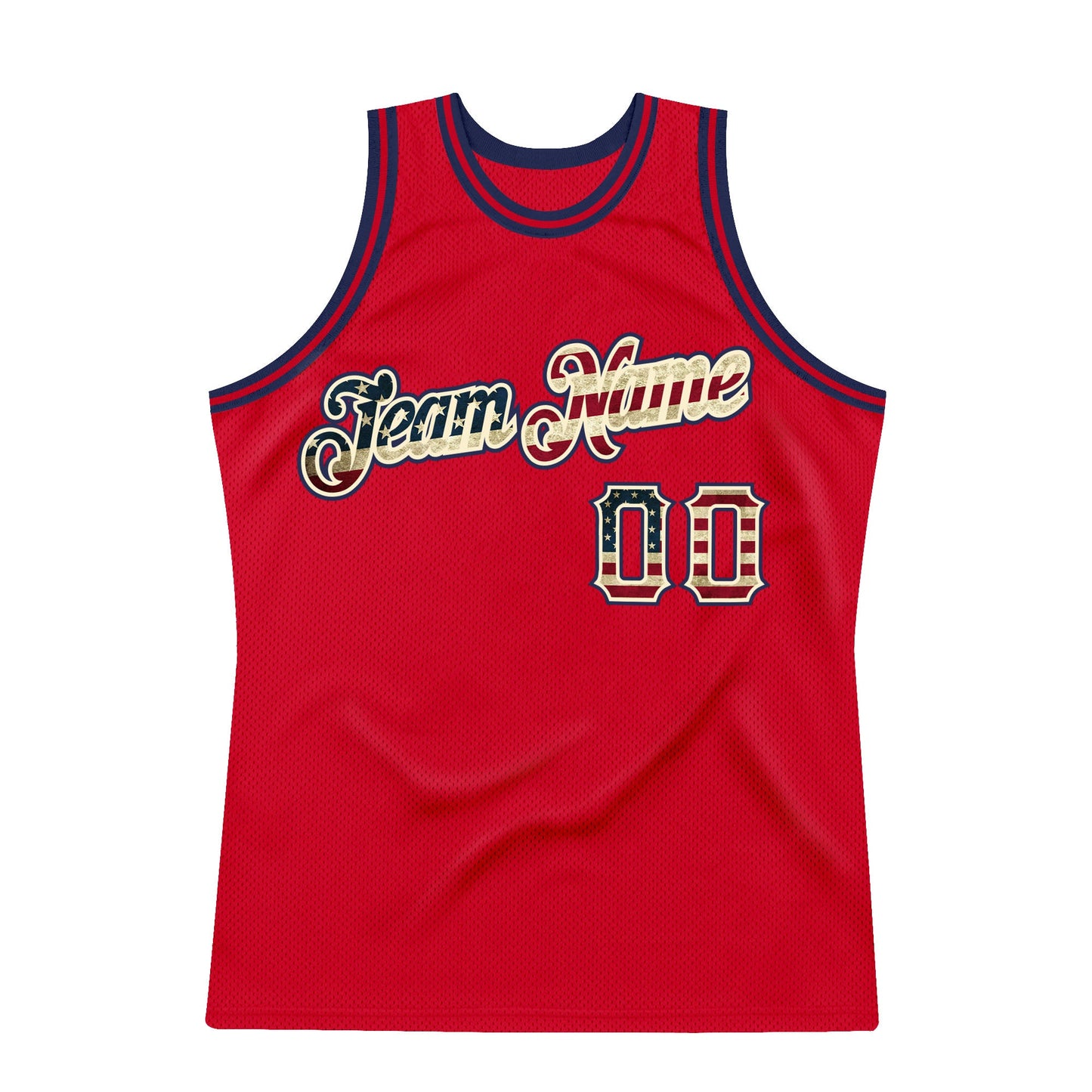 Custom Red Vintage USA Flag-Black Authentic Throwback Basketball Jersey - Sky-Custom