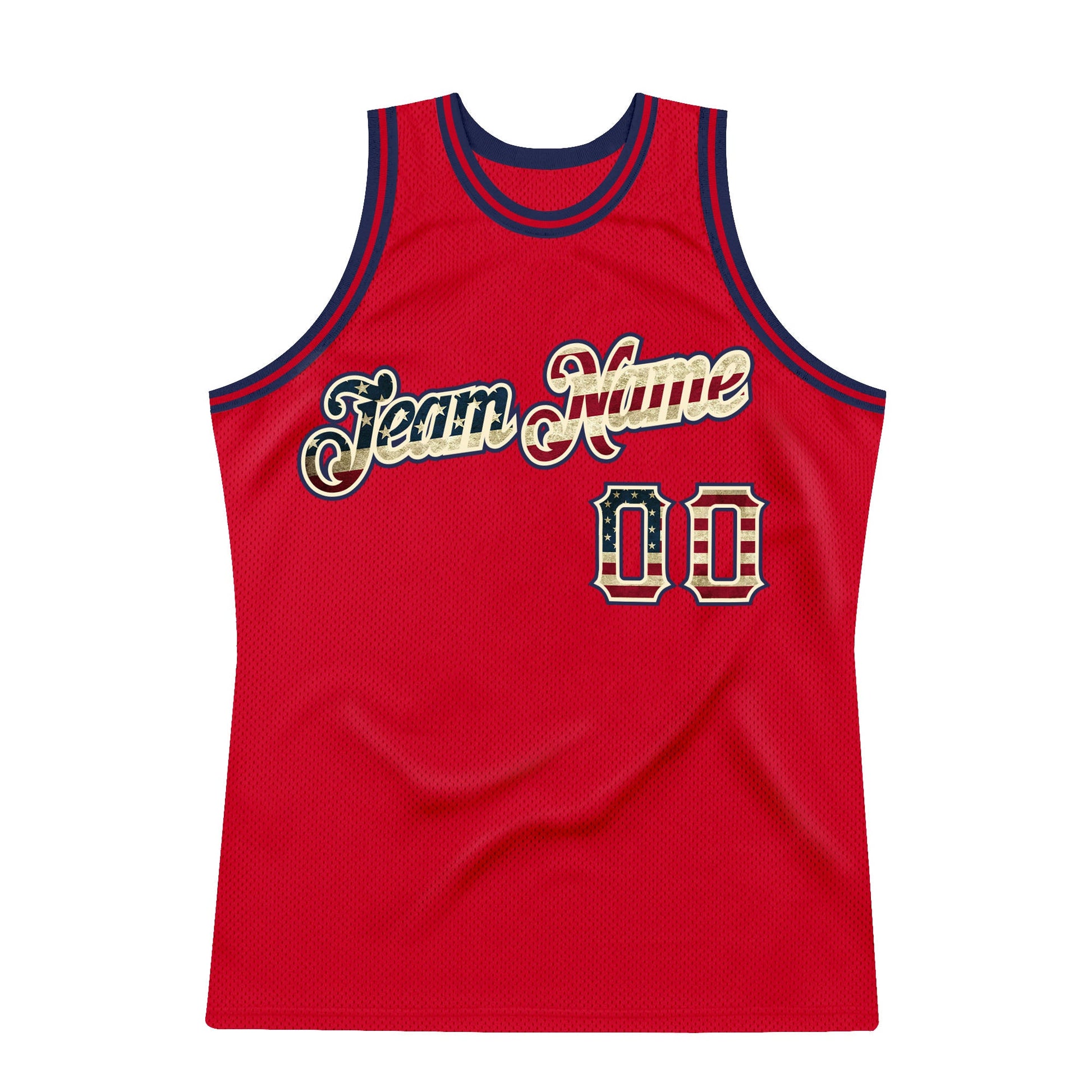 Custom Red Vintage USA Flag-Black Authentic Throwback Basketball Jersey - Sky-Custom