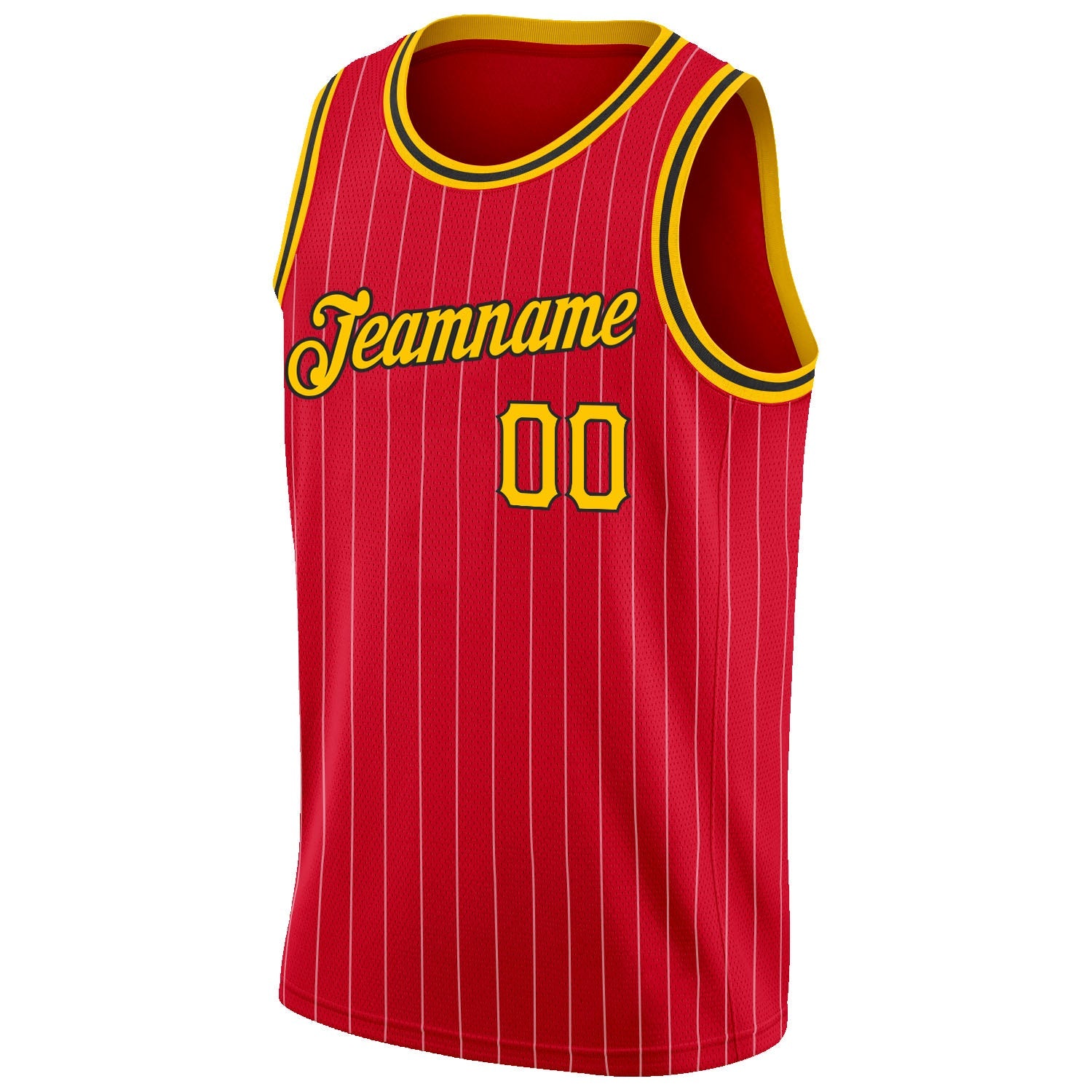 Custom Red Gold Pinstripe Gold-Black Authentic Basketball Jersey - Sky-Custom