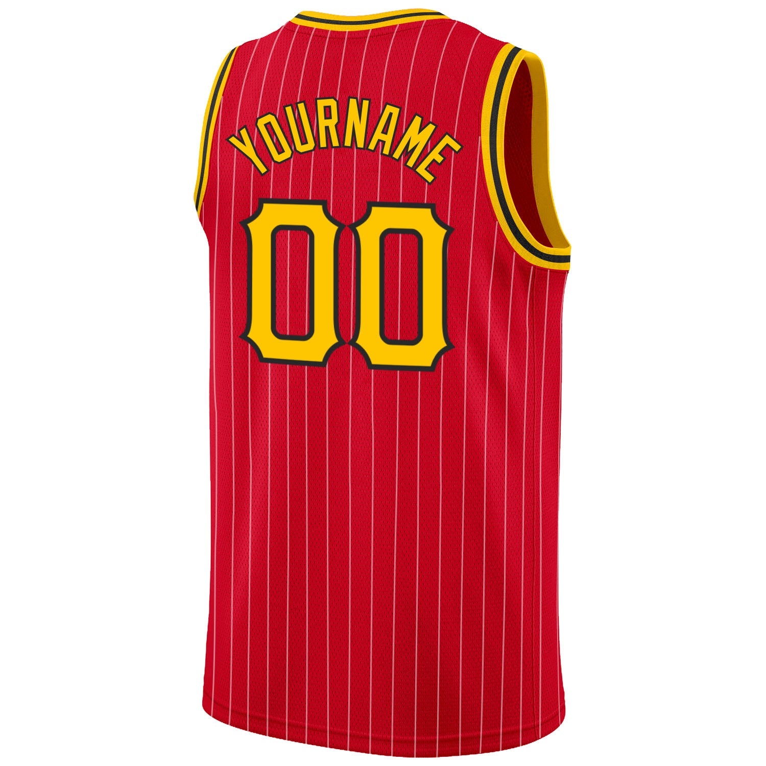 Custom Red Gold Pinstripe Gold-Black Authentic Basketball Jersey - Sky-Custom