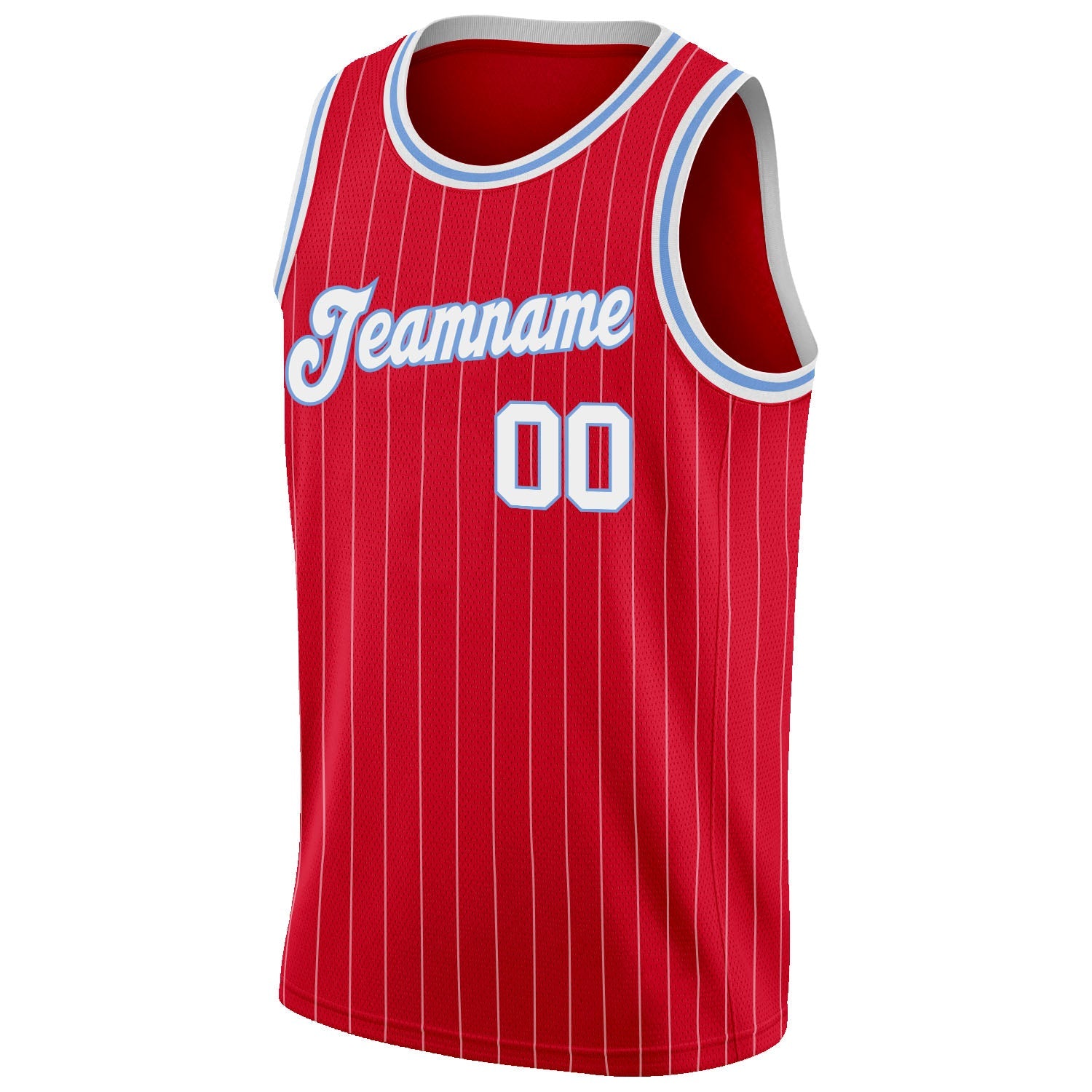 Custom Red White Pinstripe White-Light Blue Authentic Basketball Jersey - Sky-Custom
