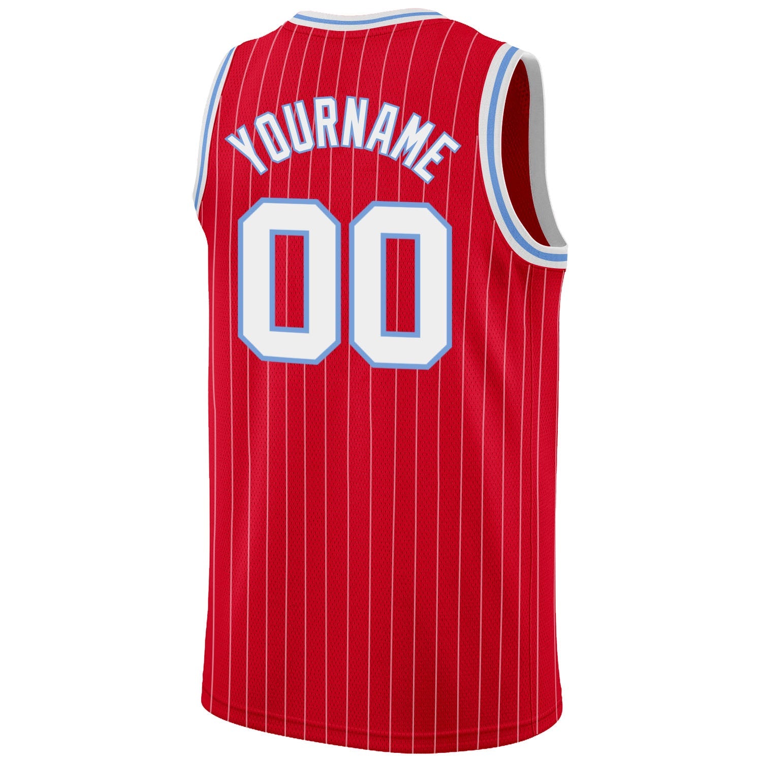 Custom Red White Pinstripe White-Light Blue Authentic Basketball Jersey - Sky-Custom