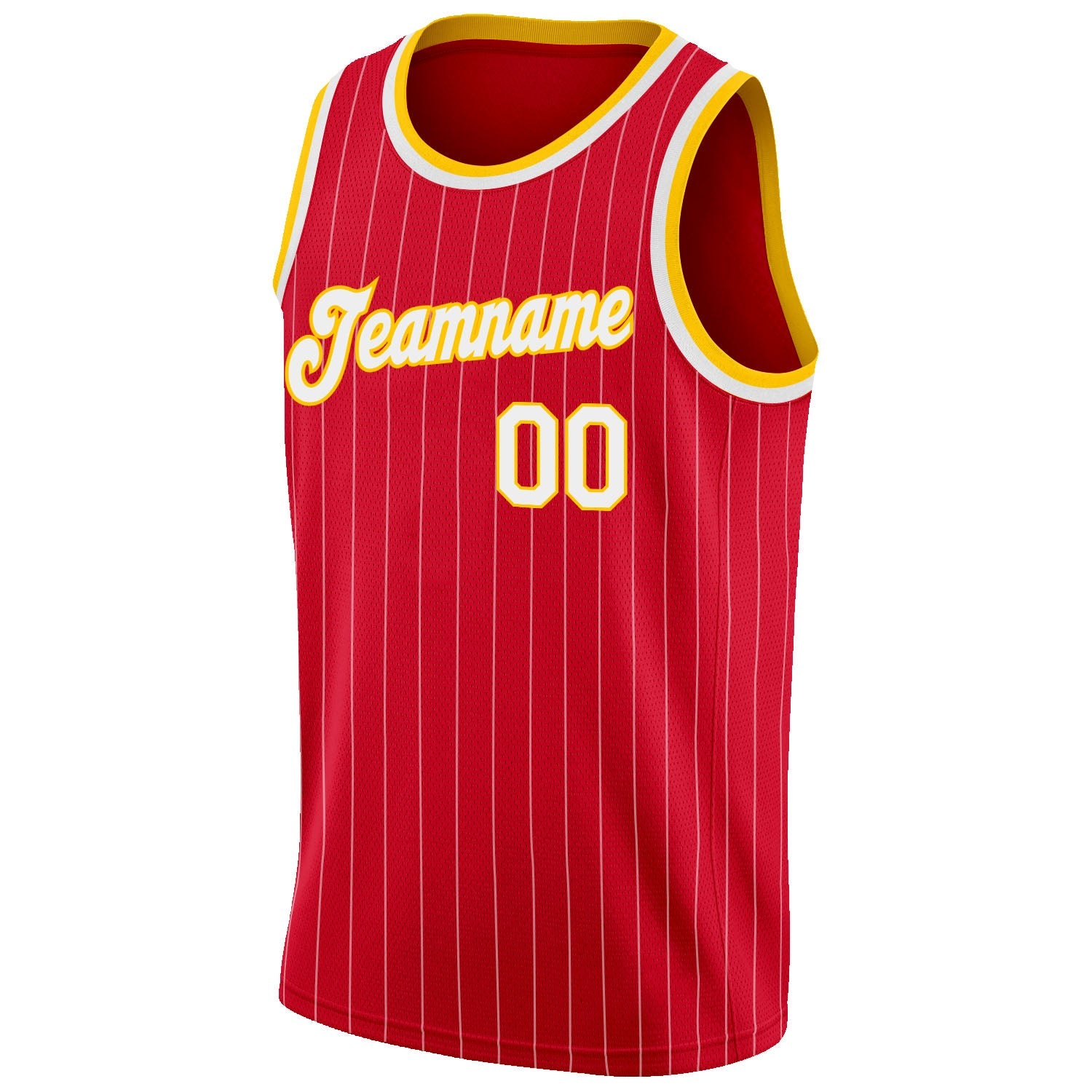 Custom Red White Pinstripe White-Gold Authentic Basketball Jersey - Sky-Custom