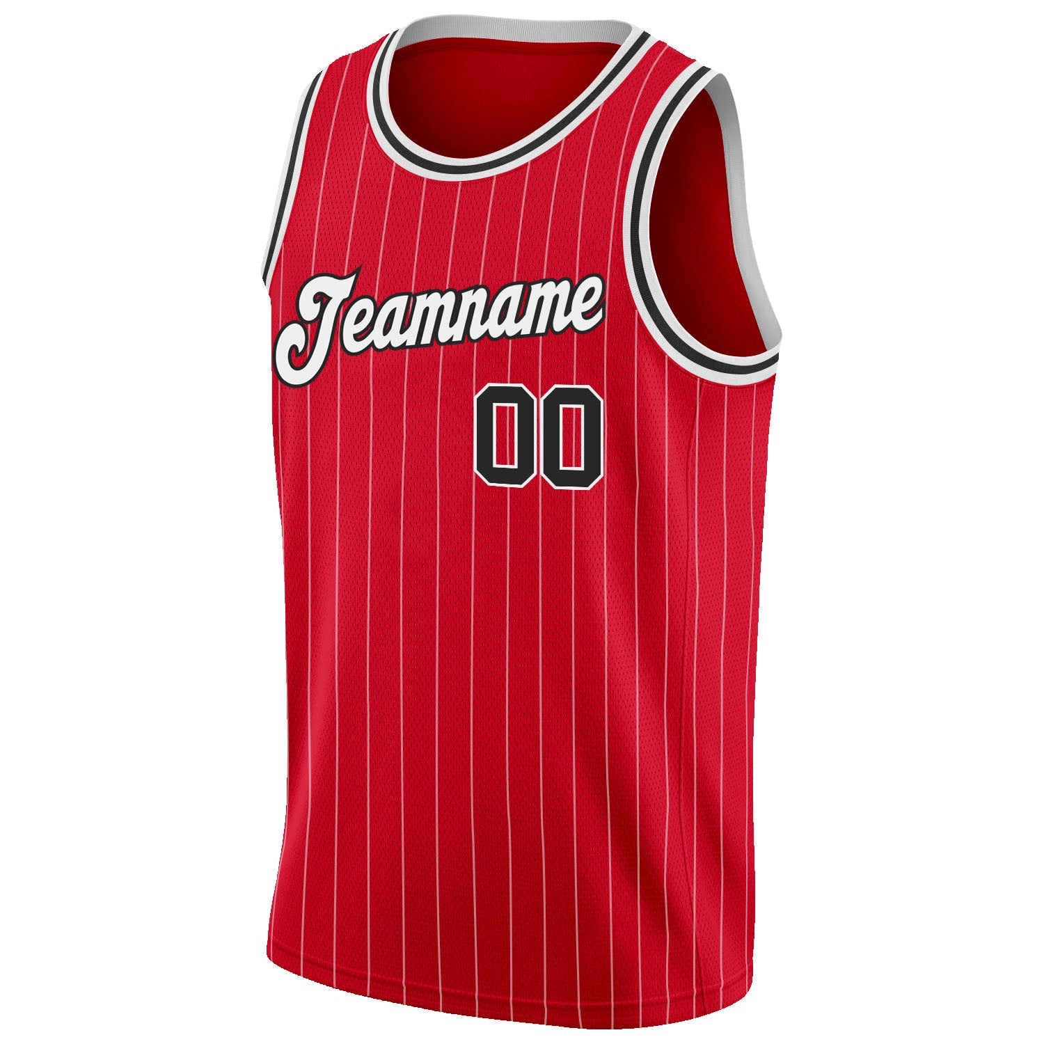 Custom Red White Pinstripe Black-White Authentic Basketball Jersey - Sky-Custom