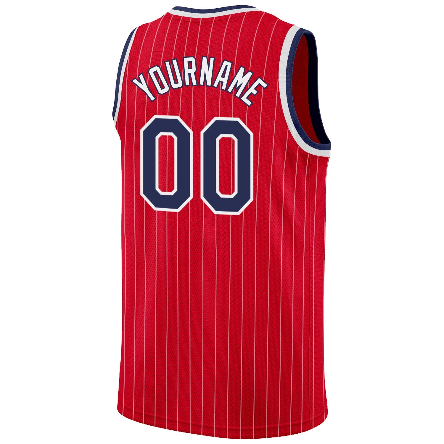 Custom Red White Pinstripe Navy-White Authentic Basketball Jersey - Sky-Custom