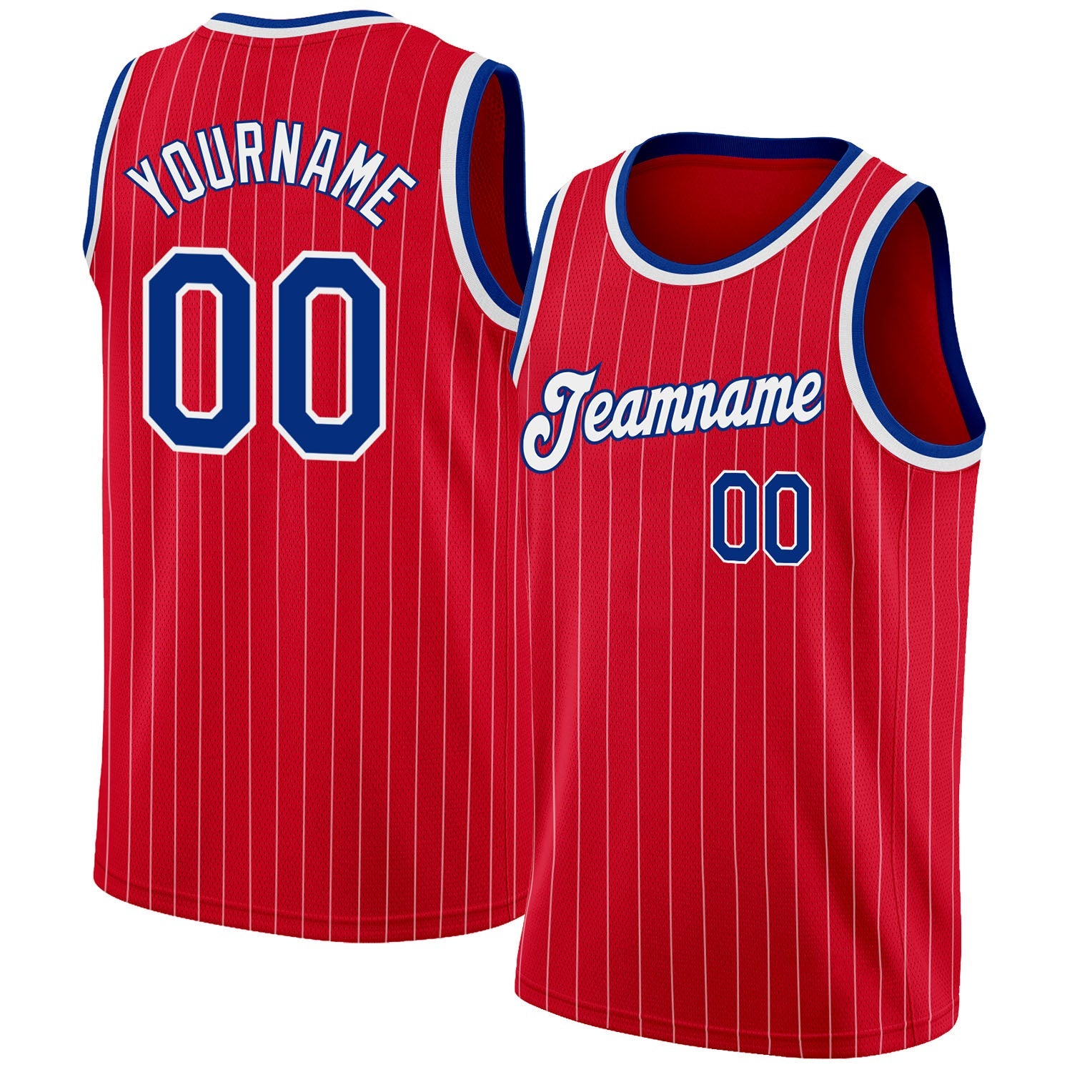 Custom Red White Pinstripe Royal-White Authentic Basketball Jersey - Sky-Custom