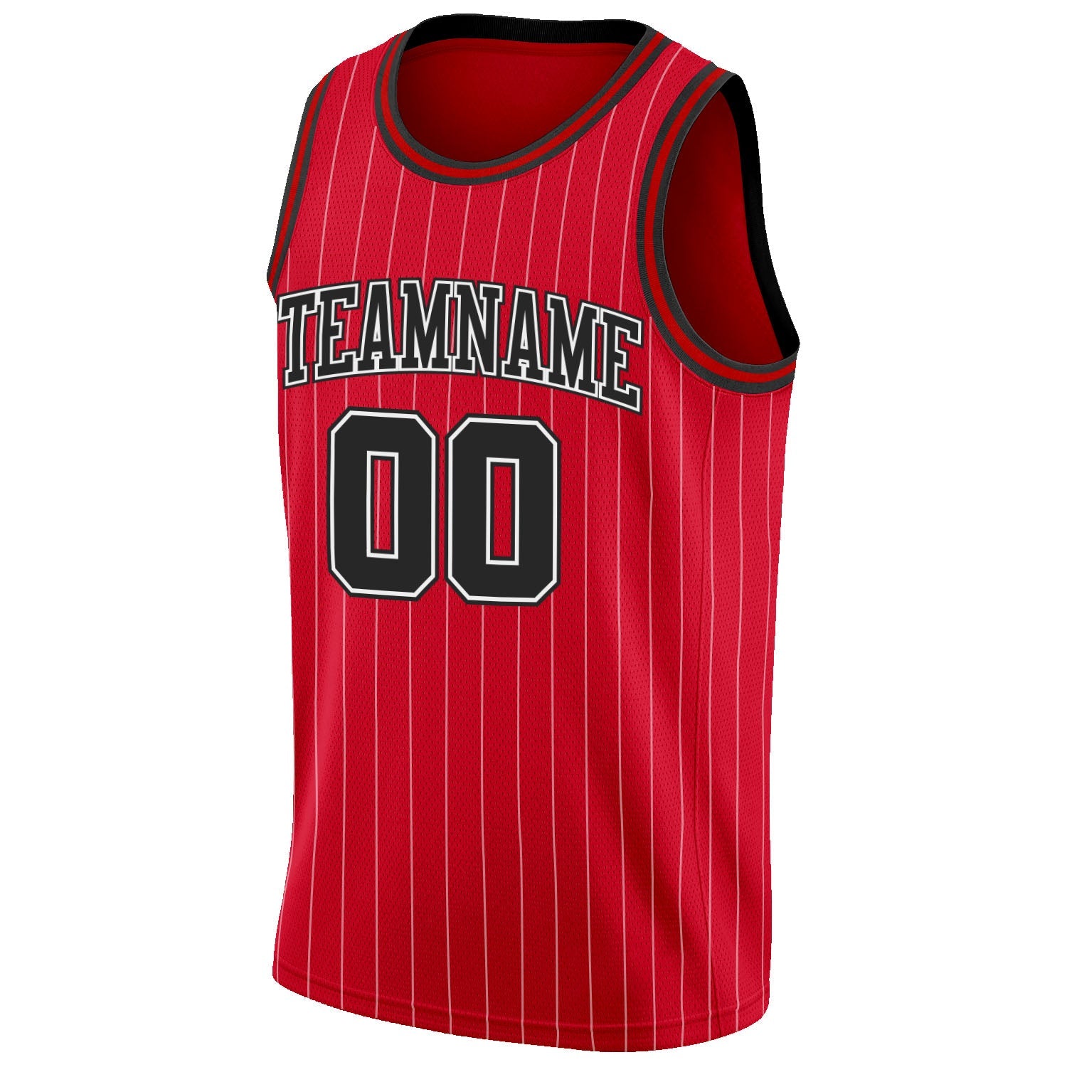 Custom Red White Pinstripe Black-White Authentic Basketball Jersey - Sky-Custom