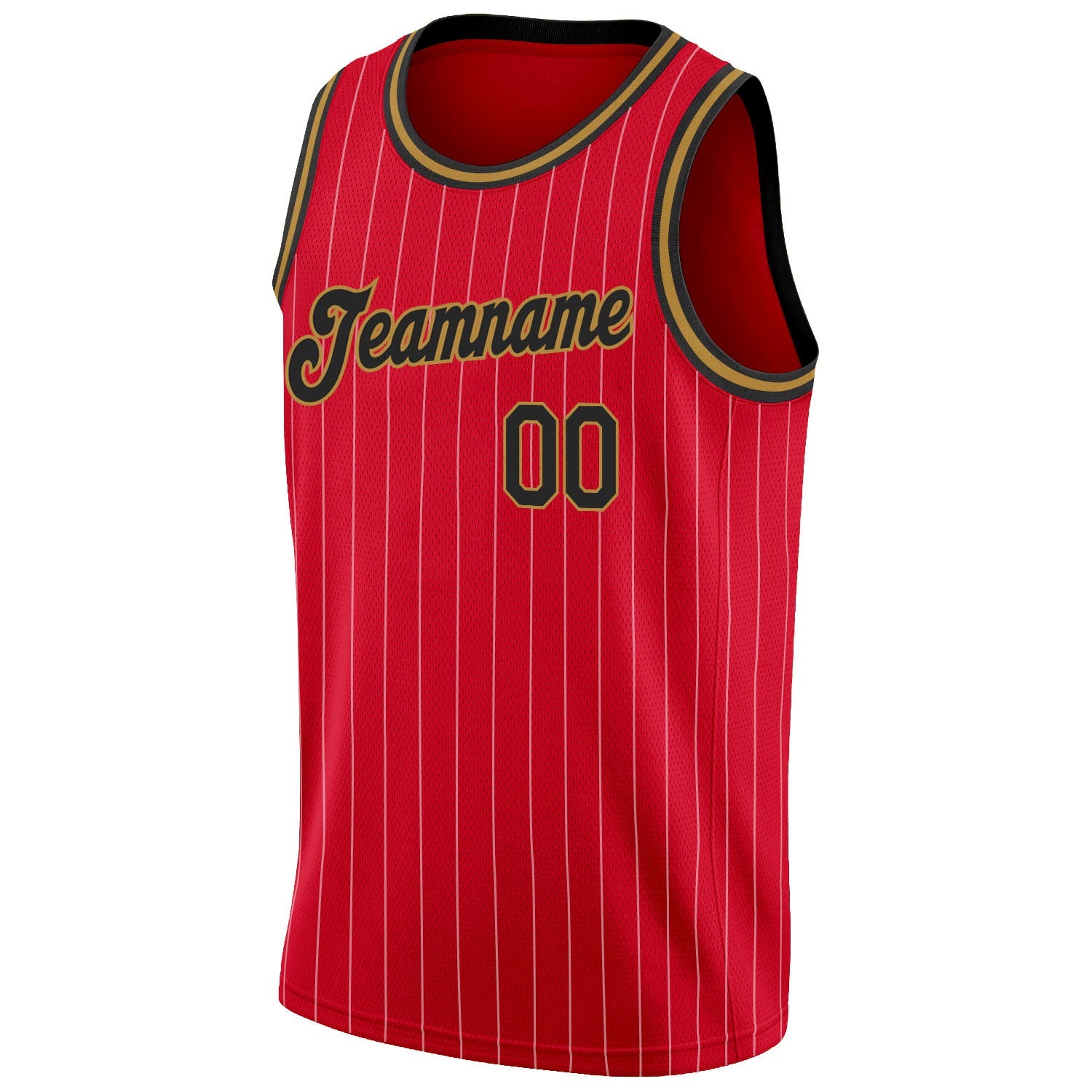 Custom Red White Pinstripe Black-Old Gold Authentic Basketball Jersey - Sky-Custom