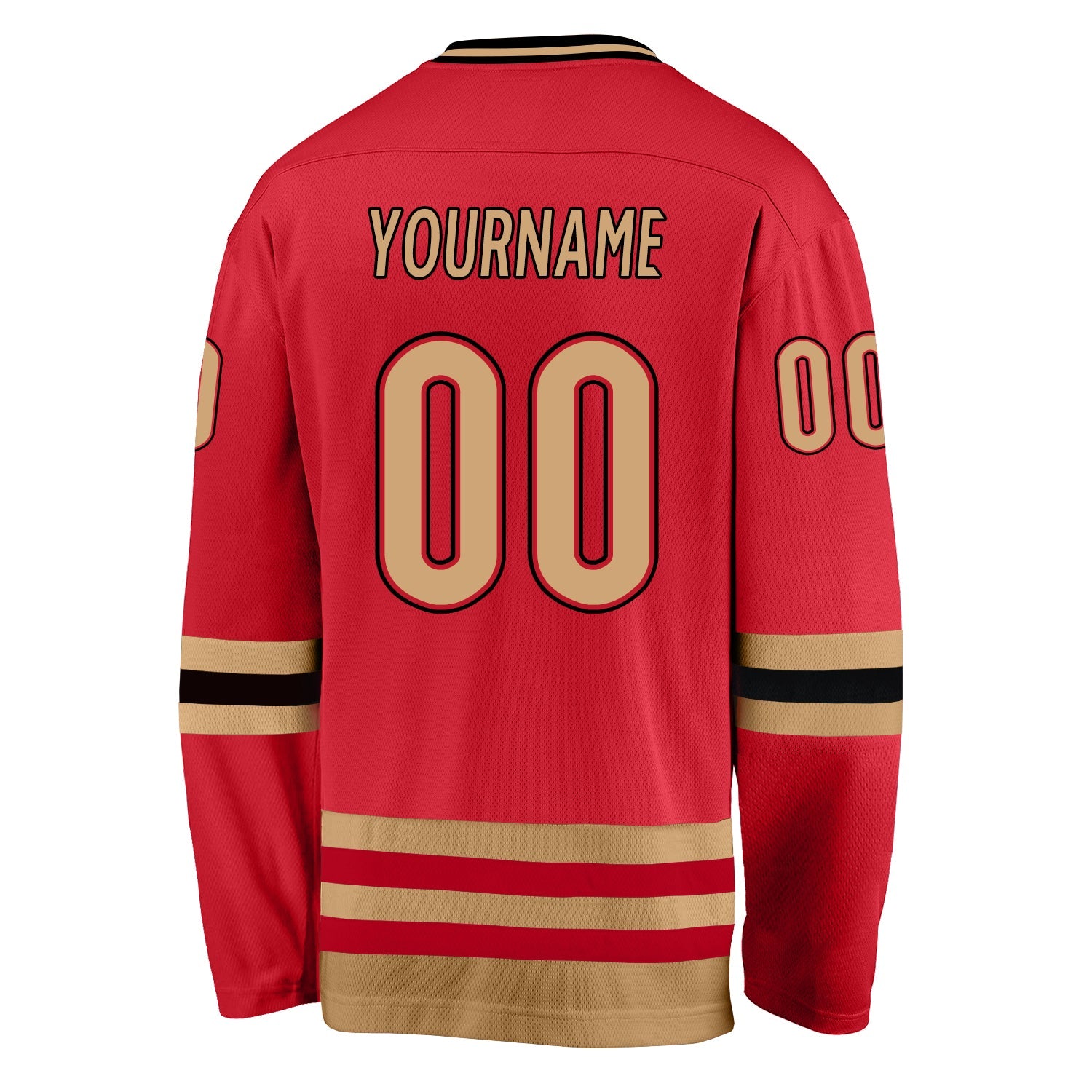 Custom Red Old Gold-Black Hockey Jersey - Sky-Custom