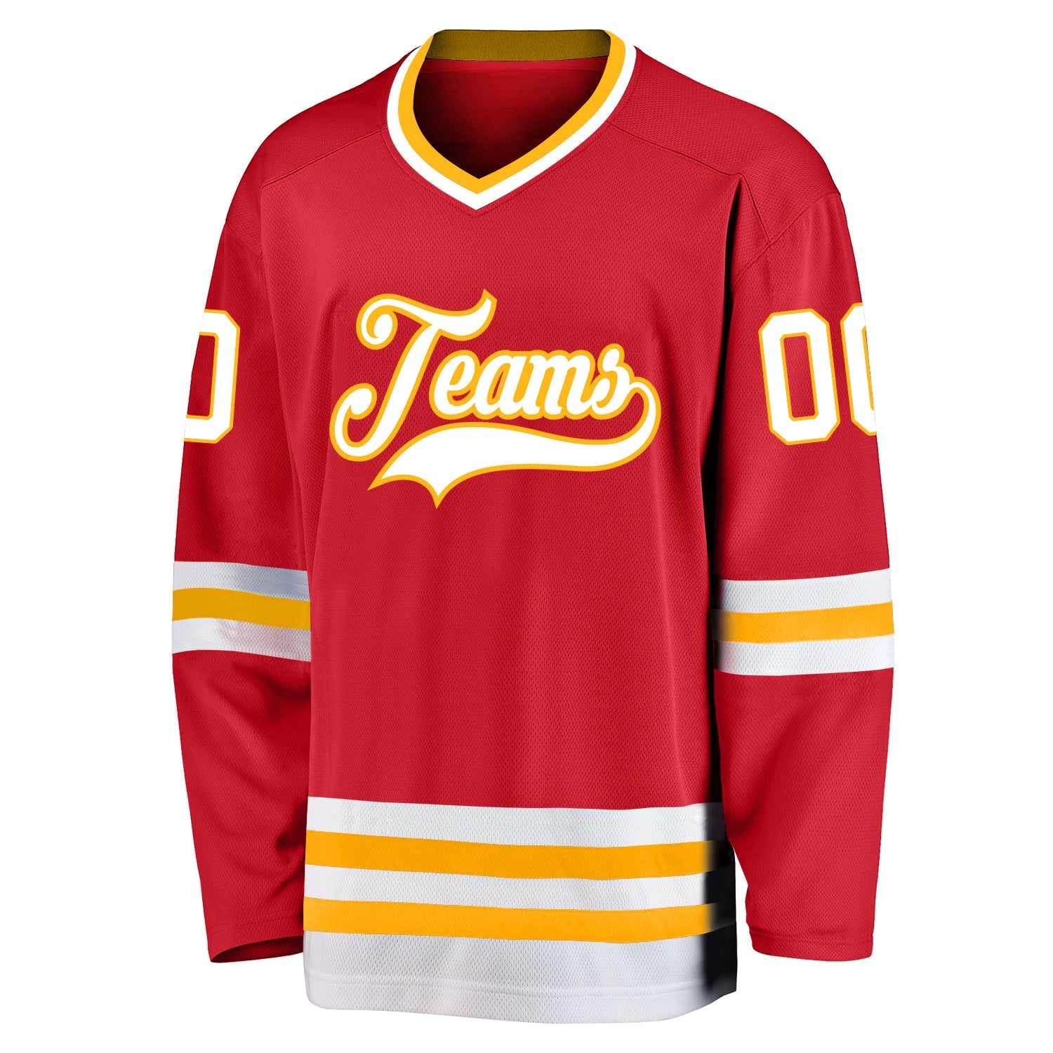 Custom Red White-Gold Hockey Jersey - Sky-Custom