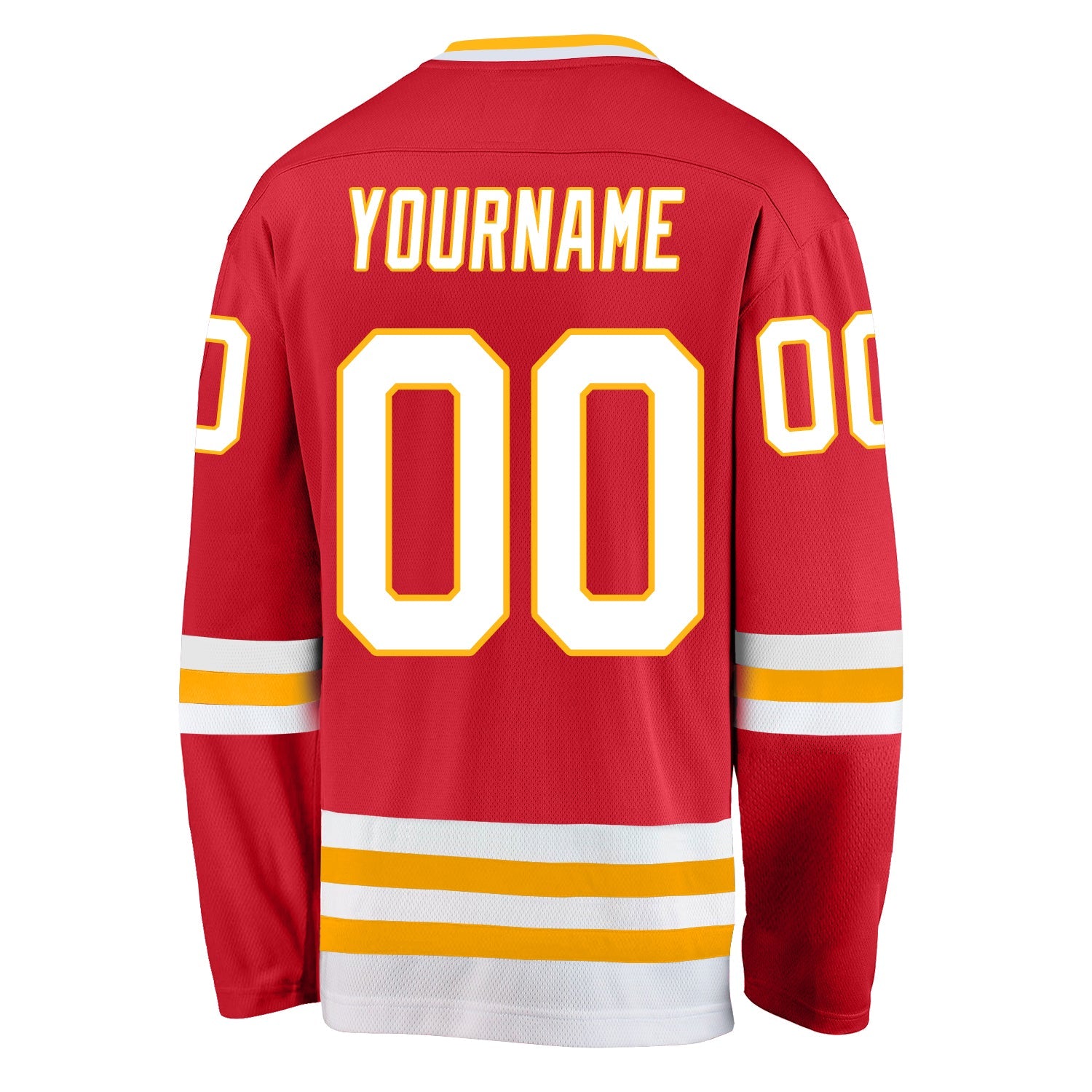Custom Red White-Gold Hockey Jersey - Sky-Custom