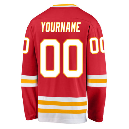 Custom Red White-Gold Hockey Jersey - Sky-Custom