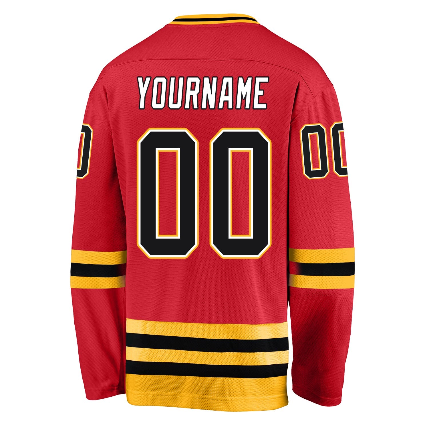 Custom Red Black-Gold Hockey Jersey - Sky-Custom