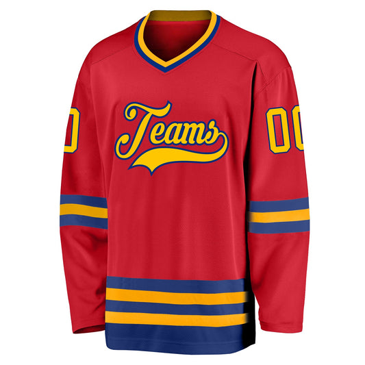 Custom Red Gold-Royal Hockey Jersey - Sky-Custom