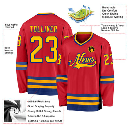 Custom Red Gold-Royal Hockey Jersey - Sky-Custom