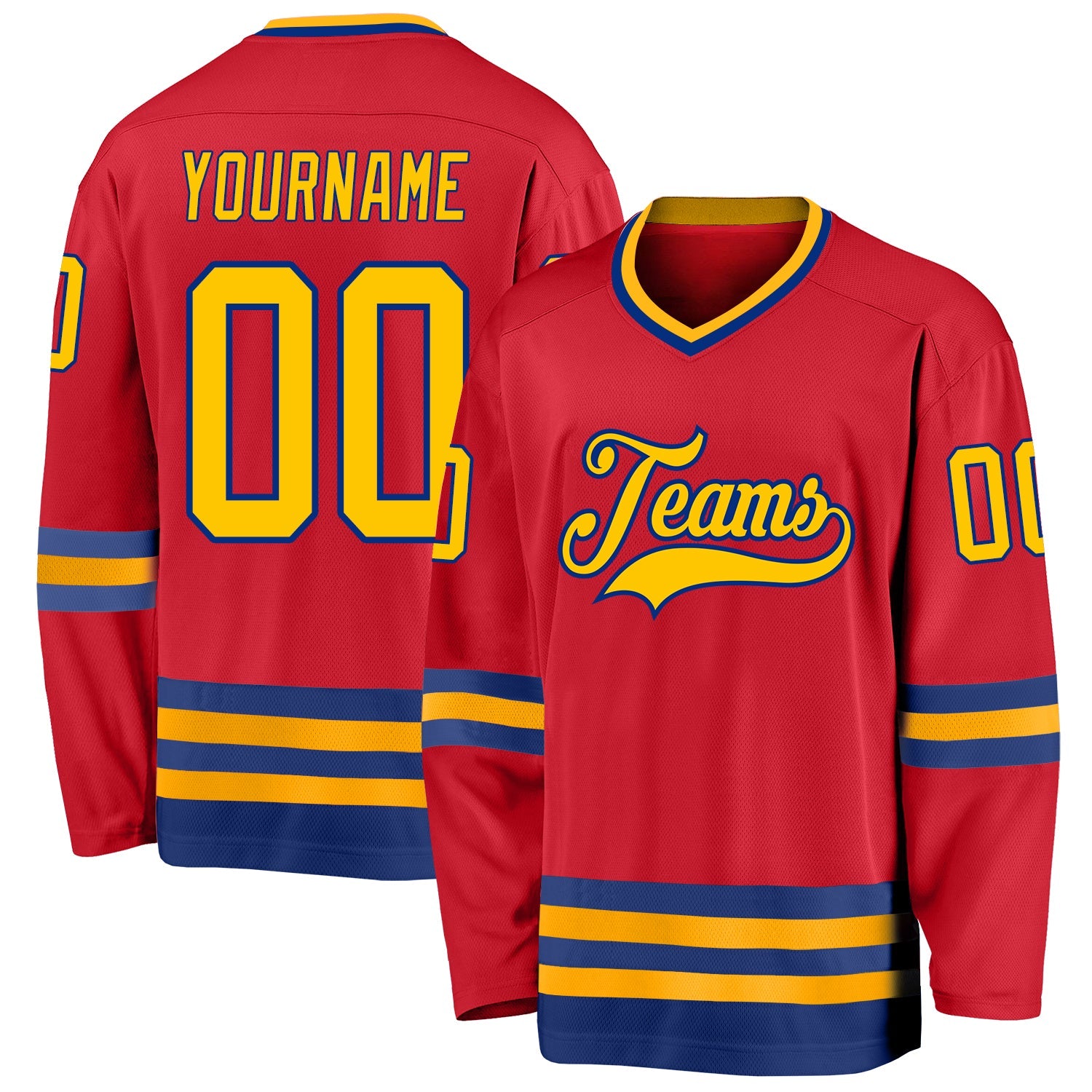 Custom Red Gold-Royal Hockey Jersey - Sky-Custom