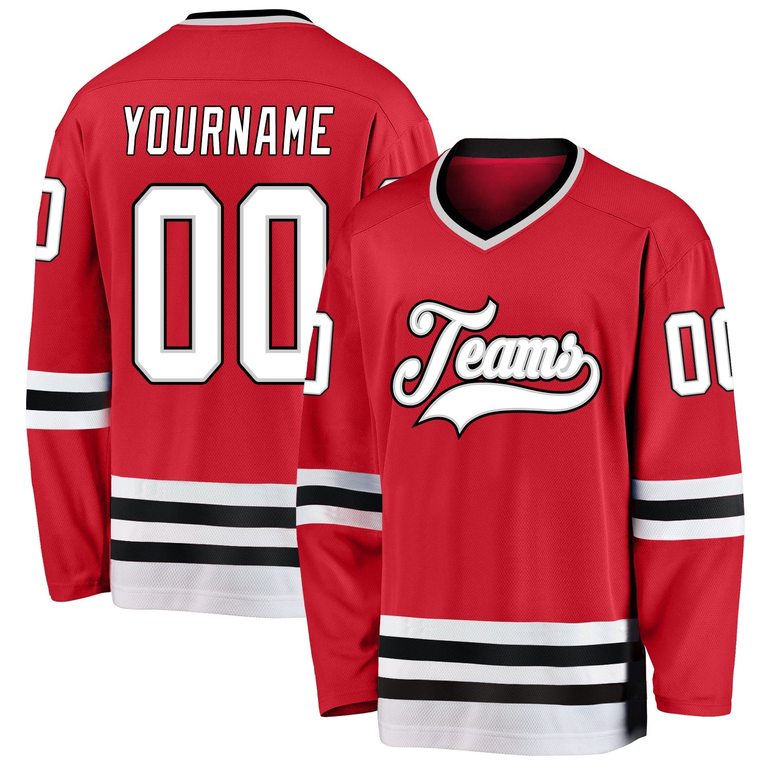 Custom Red White-Gray Hockey Jersey - Sky-Custom