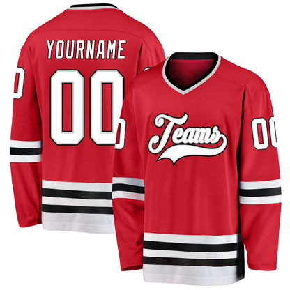 Custom Red White-Gray Hockey Jersey - Sky-Custom