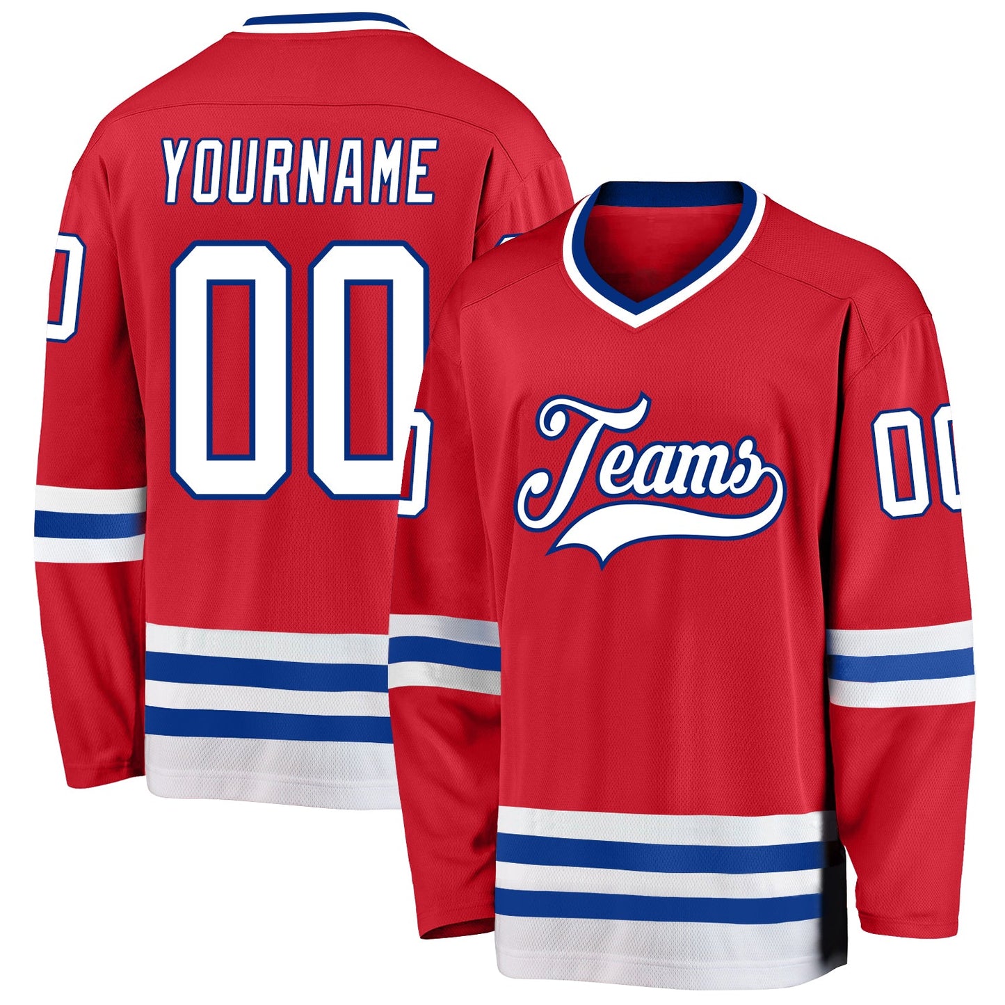 Custom Red White-Royal Hockey Jersey - Sky-Custom