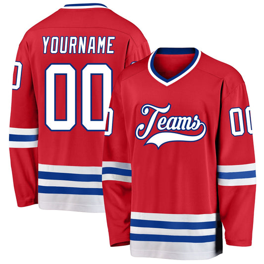 Custom Red White-Royal Hockey Jersey - Sky-Custom