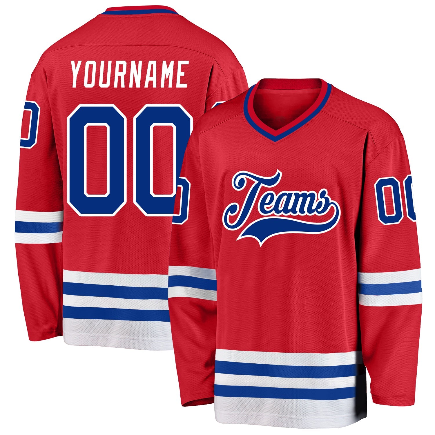 Custom Red Royal-White Hockey Jersey - Sky-Custom