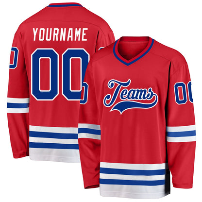 Custom Red Royal-White Hockey Jersey - Sky-Custom