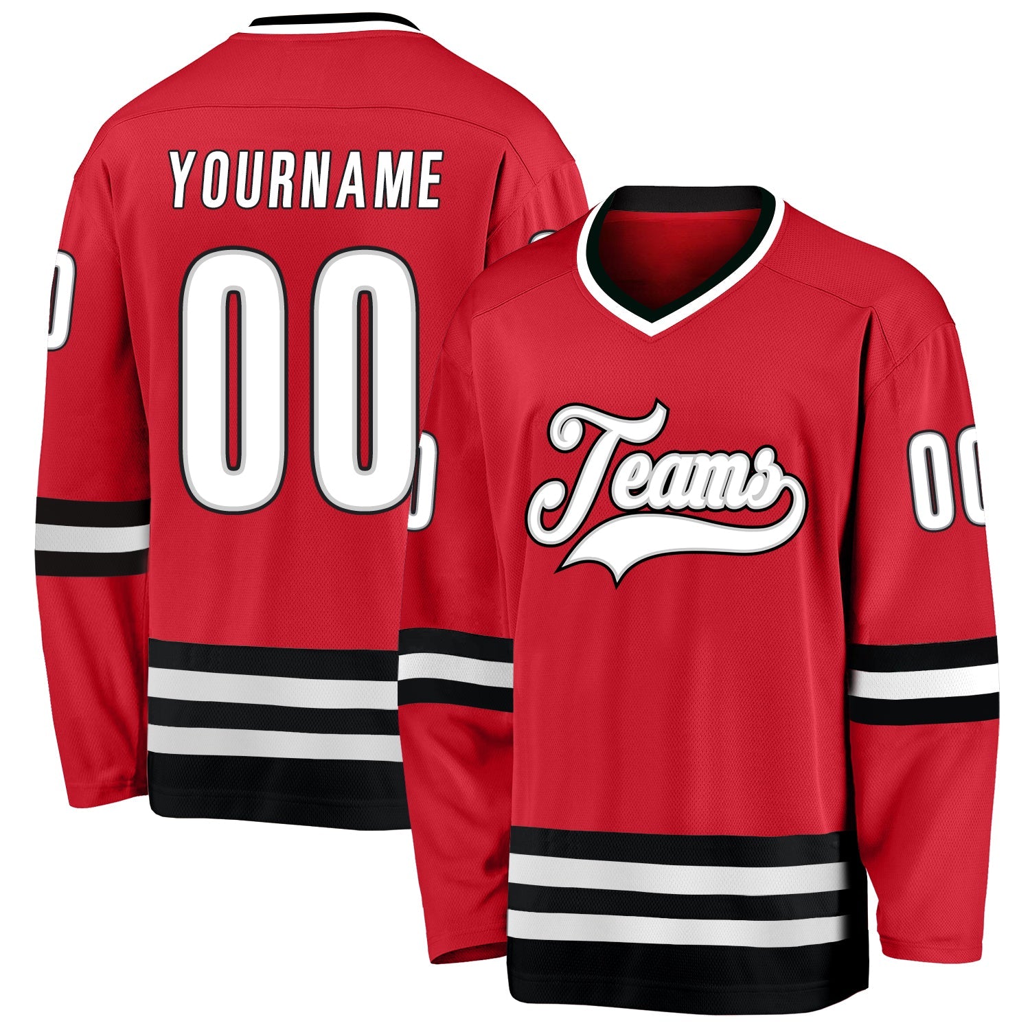 Custom Red White-Black Hockey Jersey - Sky-Custom