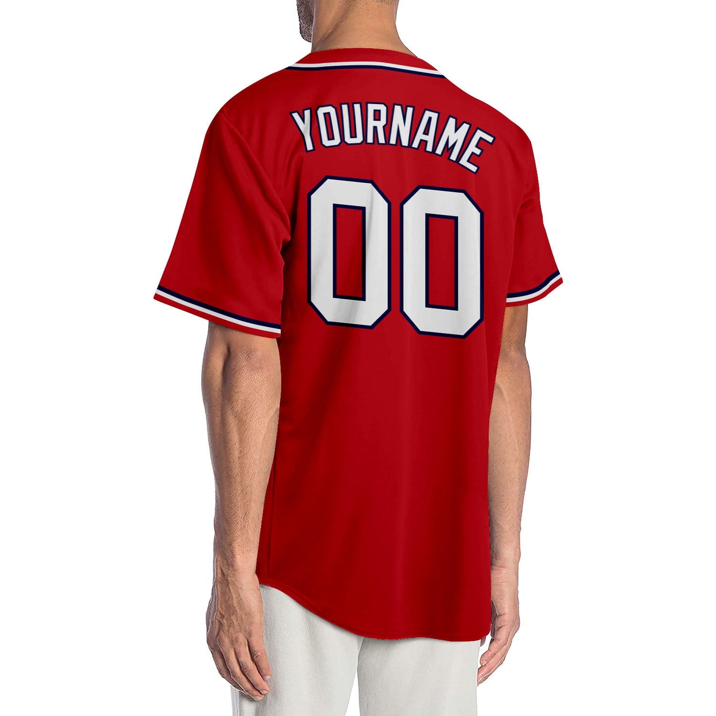 Custom Red White-Navy Authentic Baseball Jersey - Sky-Custom