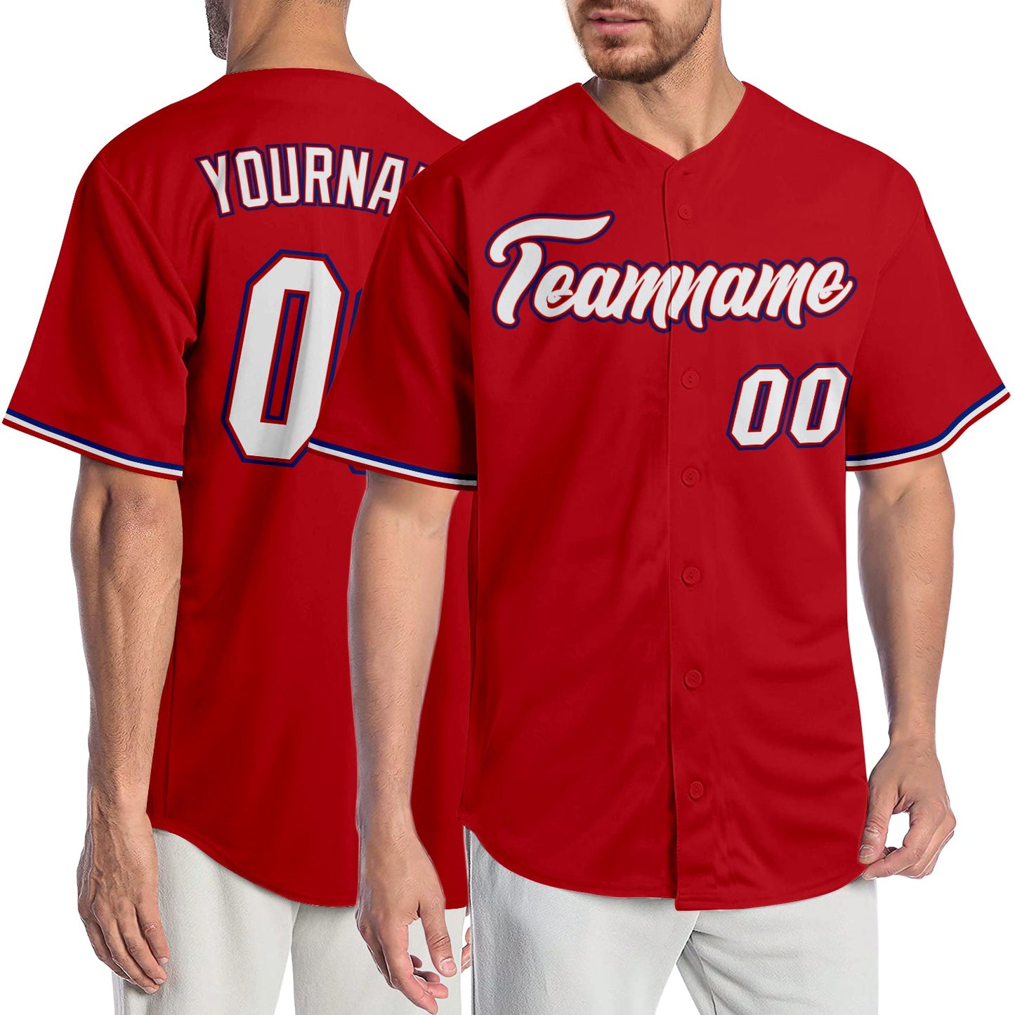 Custom Red White-Royal Authentic Baseball Jersey - Sky-Custom