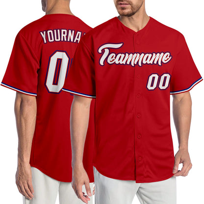 Custom Red White-Royal Authentic Baseball Jersey - Sky-Custom