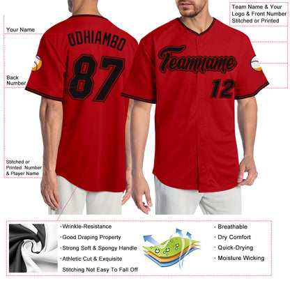 Custom Red Black-Red Authentic Baseball Jersey - Sky-Custom