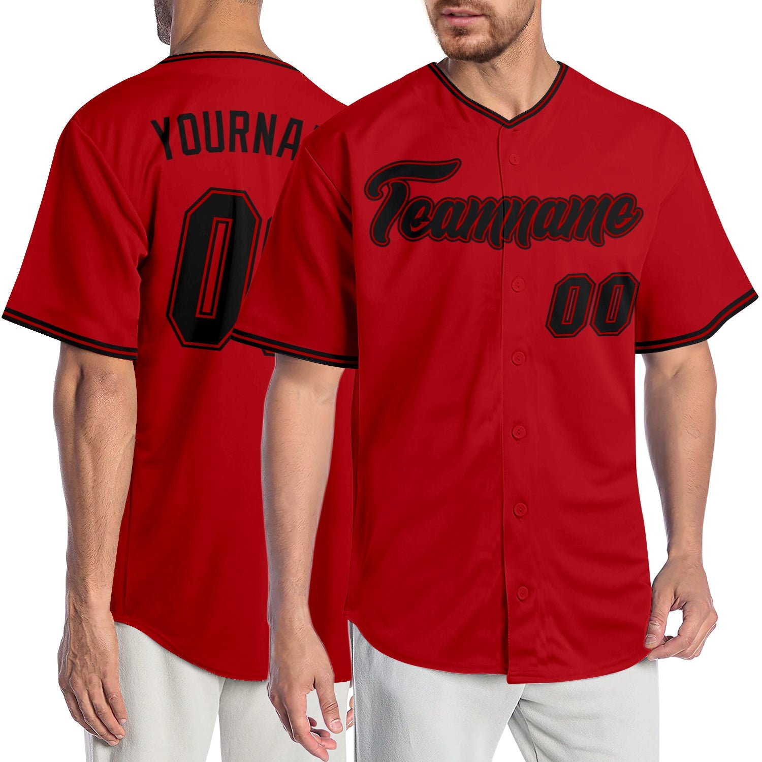 Custom Red Black-Red Authentic Baseball Jersey - Sky-Custom