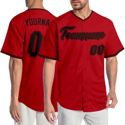 Custom Red Black-Red Authentic Baseball Jersey - Sky-Custom
