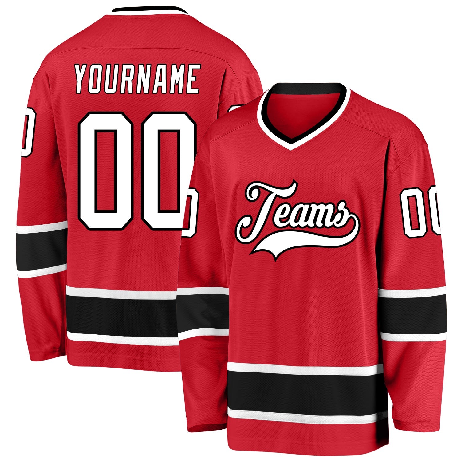 Custom Red White-Black Hockey Jersey - Sky-Custom